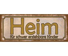 Schatzmix Spruch Heim Erziehung Kinder Metallschild 27x10 cm Deko tin Sign Blechschild, Blech, Mehrfarbig