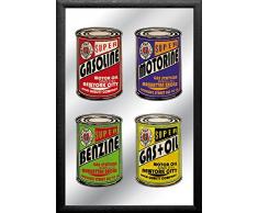 empireposter - Gasoline - Cans - GrÃ¶Ãe (cm), ca. 20x30 - Bedruckter Spiegel, NEU - Beschreibung: - Bedruckter Wandspiegel mit schwarzem Kunststoffrahmen in Holzoptik -