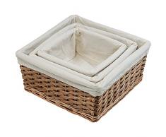 Kesper 17873 Weidenkorb mit Leinenfutter, 35 x 35 x 16,5 cm