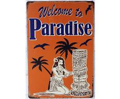 Mega-Deal Tiki Bar - Welcome to Paradise Palme Deko Blechschild 20x30cm