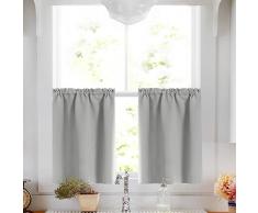 Lazzzy Waffelmuster Strukturierte Küche Stufe Vorhänge für Badezimmer Gardinen Set Pole Top 24| Tiers B-Grey