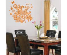 INDIGOS 4052166140799 Wandtattoo w651 Partei schöne Schmetterlinge und Blumen Wandaufkleber 120 x 115 cm, orange