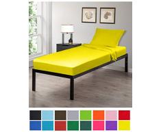 Gilbins Bettlaken-Set für Kinderbett, 76 x 190 cm, 3-teilig, aus Perkal-Baumwolle, perfekt für Camping-Etagenbetten/RVs/Gästebetten 30 x 75 gelb