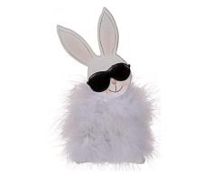 Out of the Blue 100937 - Dekofigur, Hase mit Kunstfedern und cooler Sonnenbrille, ca. 19 cm groß