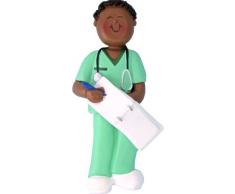Ornament Central OC-230-MAA Weihnachtsschmuck, männliche Scrubs Nurse, afrikanischer Stil, 10,8 cm