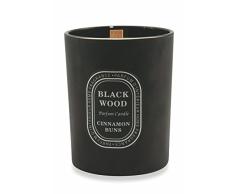 Galileo Casa Black Wood Duftkerze, Wachs/Glas, Schwarz, 12.5 x 12.5 x 10 cm