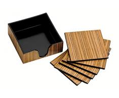 Premier Housewares Untersetzer, 6er Set, Halter, Kunststoff, Holzfurnier
