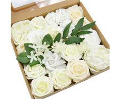 DerBlue Künstliche Blumen Combo Realistische künstliche Rose mit Stiel für DIY Hochzeit Blumensträuße Tafelaufsätze Braut Dusche Party Zuhause Dekoration Series 3