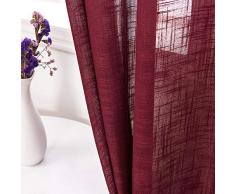 AmHoo Leinen-Vorhänge, hochwertig, schwer, halbtransparent, mit Ösen, Voile-Panels, Leinenstruktur, Fensterbehandlung für Wohnzimmer, Schlafzimmer, 2 Paneele 52 x 95 Inch blaugrün