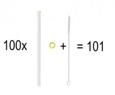 KOCH Glas Trinkhalm, gerade, zitrone, mit Bürste, VORTEILSPACK (100)
