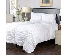 Rizzy Home Thistle Terrace Collection Pomp Bettwäsche-Set für Doppelbett, Weiß