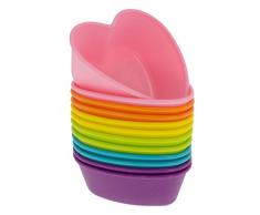 Freshware cb-305sc Baumwollmusselin Silikon Blume wiederverwendbar Cupcake und Muffin Backförmchen Herz merhfarbig