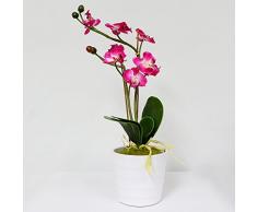 Puleo International Künstliche Orchidee im Topf, 40,6 cm, Violett mit grünen Blättern