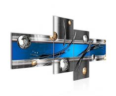 Bilder Abstrakt Wandbild 200 x 100 cm Vlies - Leinwand Bild XXL Format Wandbilder Wohnzimmer Wohnung Deko Kunstdrucke Blau 4 Teilig - MADE IN GERMANY - Fertig zum Aufhängen 109541b
