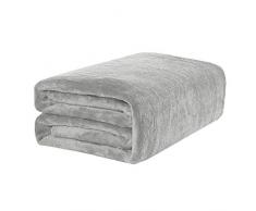 Sourcingmap Flanell-Fleece-Überwurf-Decke, weicher Plüsch, leichte Mikrofaser-Decke für Bett oder Couch, Polyester Fleece, grau, Throw