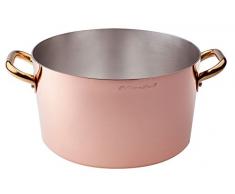 Pentole Agnelli Kasserolle Hohe, Kupfer verzinnt, mit 2 Griffen in Messing 22 cm Kupferfarben