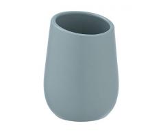 WENKO Zahnputzbecher Badi Zahnbürstenhalter für Zahnbürste und Zahnpasta, Keramik, Blau, 8 x 11 x 8 cm