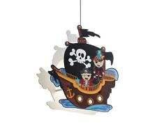 EGLO SAN CARLO Hängeleuchte für Kinder, Kinderlampe mit Piraten Motiv, Deko für Jungen und Mädchen, Pendelleuchte für Kinderzimmer Bunt, Piratenschiff Lampe, Stahl, 28 W, weiss
