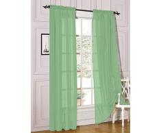 Decotex Vorhang-Set, durchsichtig, Voile, Lichtfilterstange, für Fenster, Gardinen, in verschiedenen Größen und Farben erhältlich, 2 Stück 54 X 120 graugrün