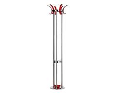 Alco 2872-12 Standgarderobe, Metall, 6 transluzente Haken und Tropfschale, rot
