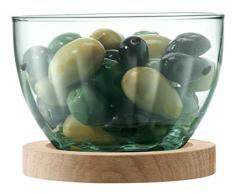 LSA International recyceltem Teil Optik Mia Servierplatte mit Untergestell Eiche, Glas, klar, 12 cm