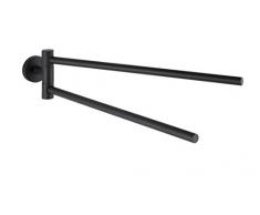 Wenko Handtuchhalter Bosio mit 2 beweglichen Handtuchstange, 2 schwenkbare Arme, Schwarz, 5,5 x 9 x 43 cm