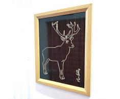 Nazar Gallery NG2700 Gerahmter Kunstdruck, aus Holz, Nicht lasergeschnitten, Elch Home Decor Home Interior Design Wohnzimmer Wand Kunst Büro Dekor Tisch & Schreibtisch Dekoration Geschenk