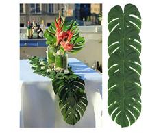 Tianyg 50 Künstliche Palmwedel Tischläufer, 35,1 x 29 cm, Hochzeit Hawaiian Luau Thema Party Supplies Tisch Dekoration Sommer Party Grün