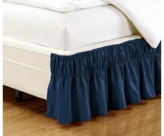 Easy Fit und Rüschen Elastic massiv Bett Rock um 1500 Serie Gold Crown Collection Hohe Fadenzahl 35,6 cm Fall Mikrofaser Staub Rüsche, seidig weich und knitterfreies. Twin, Full, Queen, King und Cal King, Polyester-Mischgewebe, navy, Twin / Full
