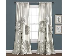 Lush Decor Serena Vorhang für Wohnzimmer, Esszimmer, Schlafzimmer (Einzelvorhang), 213,4 x 137,2 cm, Hellgrau