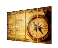 VVOVV Wall Decor vvovv – Navigation Leinwand Gemälde Groß Vintage Weltkarte Wand Art Home Decor Messing Antik Sailing Kompass Bild gerahmt Adventure Ocean Map Poster Retro