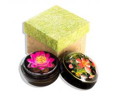 Seifenblume in Mangoholzbox, handgemacht, 8 x 8 x 8 cm, in Geschenkbox