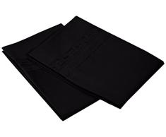 Superior Super Weiches Licht Gewicht knitterfrei Standard Kopfkissen Set mit Regal Stickerei, 100% gebürstete Mikrofaser, schwarz, Queen, 2-teilig