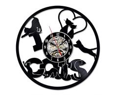 La Bella Casa Wanduhr, Motiv „I Love Cats“, Vinyl, originelles Vintage-Geschenk