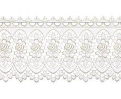 Plauener Spitze by Modespitze, Store Bistro Gardine Scheibengardine mit Stangendurchzug, hochwertige Stickerei, Höhe 32 cm, Breite 176 cm, Creme