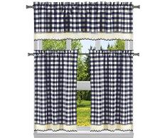 Duck River Textile Küchen-Vorhang und-Etagen, kariert, königsblau, 55x15