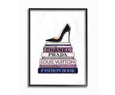 Stupell Industries Bücherregal Fashioner Shoes Aquarell, Design von Künstler Amanda Greenwood Wall Art, 24 x 30 cm, schwarz gerahmt