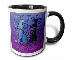3dRose Feliz Navidad Frohe Weihnachten in Spanisch violett Ornament-Two Ton Schwarz Tasse, Keramik, Mehrfarbig, 10,2 x 7,62 x 9,52 cm