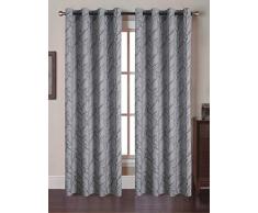 Elegance Leinenvorhang, luxuriös, schweres Jacquard-Fenster-Vorhang-Set, 137,2 x 213,4 cm, Grau, 2 Stück