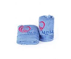 Prick-N-Pounce Bestickt Handtuch Set von 2 Für Eltern 40,6 x 76,2 cm (für Mom, Dad) Small Blau