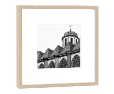 COGNOSCO - Fotografie im Holzrahmen: Liebfrauenkirche Frankfurt - Fotodruck - Format 27 x 27 cm - Rahmenfarbe beige - Hochwertiges Wandbild, Geschenkidee oder Souvenir aus Hessen