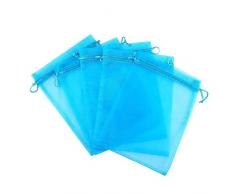 Ankirol 100 Organza Favor Taschen 7,6 x 10,2 cm Jewelry Candy Geschenktüten Samples Display Kordelzug Beutel seeblau