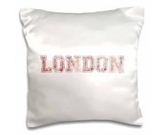 3dRose PC 151386 _ 1 London Wort Art aus Vintage Pink Rot Karte von England Hauptstadt Englisch bis British Souvenir Kissen Fall, 40,6 x 40,6 cm