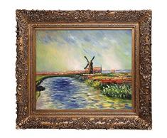 overstockArt Gerahmtes Ölgemälde in Holland, Motiv: Tulpenfeld in Holland, Reproduktion eines Originalgemäldes von Claude Monet
