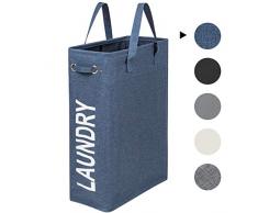 Zero Jet Lang Wäschekorb mit Griffen, schmal, faltbar, 45 l denim-blau