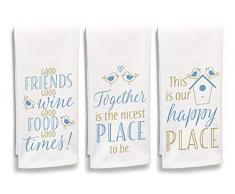 Imagine Design Good Friends Together Happy Place Handtuch-Set, Mehrfarbig, 3-teilig