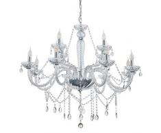 EGLO Pendelleuchte Basilano 1, 12 flammiger Kronleuchter Vintage, Shabby Chic, Hängelampe aus Stahl und Glas in chrom, Klar, Esstischlampe, Wohnzimmerlampe hängend mit E14 Fassung
