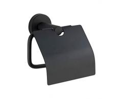 Wenko Toilettenpapierhalter Bosio WC-Rollenhalter, mit Deckel, Schwarz, 15 x 13,5 x 7 cm