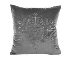 Eurofirany Kissenbezüge Kissenhüllen Velvet Samt Couchkissenbezüge Sofakissenbezüge Weihnachten Steinchen Christmas Schneeflocken Dekorationskissen Doppelpack 2er Set Kopfkissenbezüge Dekokissen