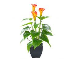 Künstliche Calla-Lilie, künstliche Topfpflanze mit schwarzem Topf, künstliche Bonsai-Blume für Zuhause, Büro, drinnen und draußen Orange Kunstblume